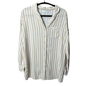Lounge women’s sleep shirt tan & white stripped size small